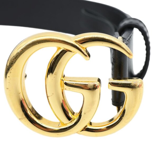 Gucci  GG Buckle Marmont Thin Leather Belt Size 90.36 Black 414516 - Picture 5 of 12